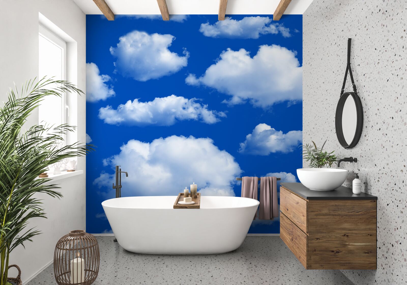 Fototapet multe forme de nori albi ca zăpada pe cer