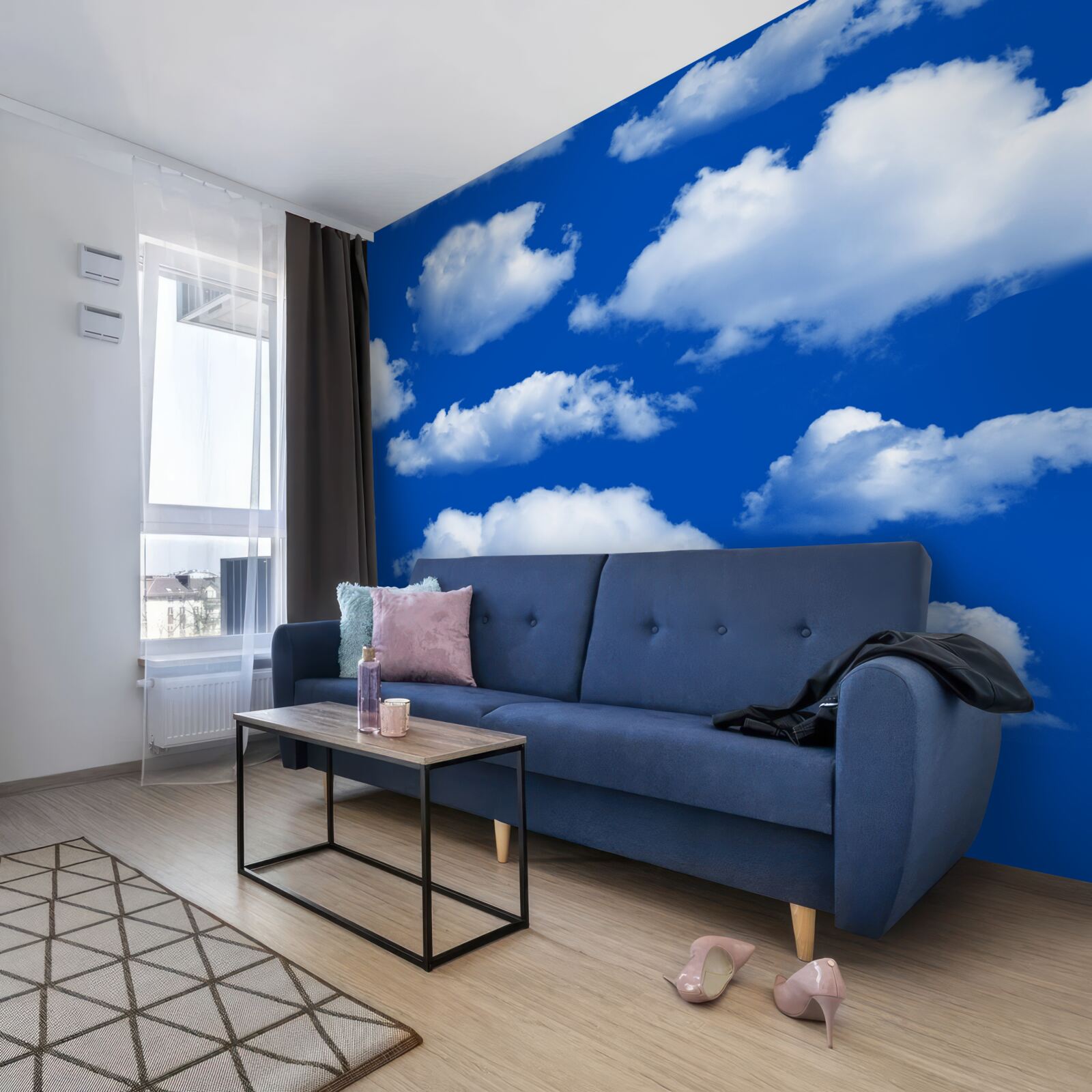 Fototapet multe forme de nori albi ca zăpada pe cer