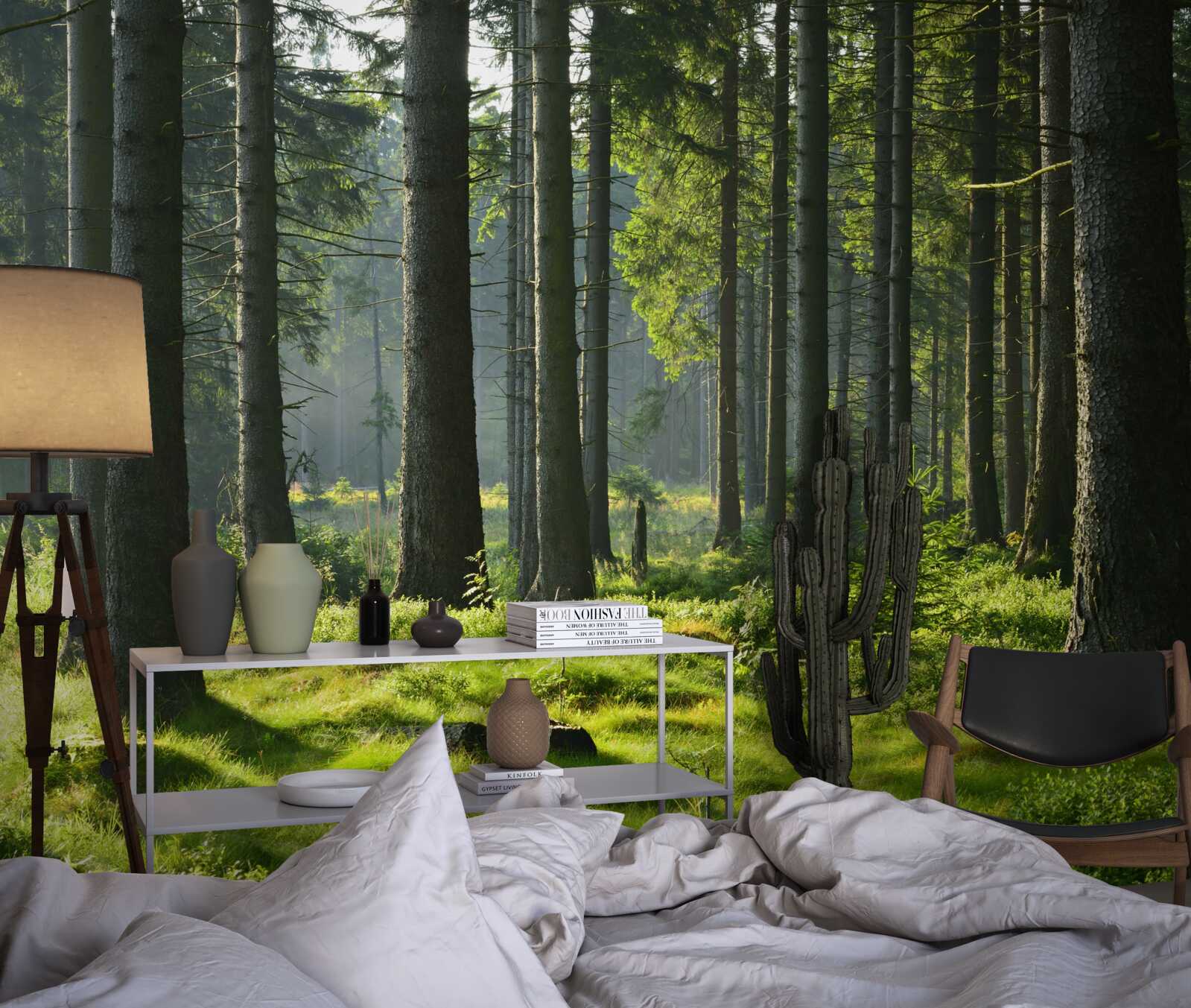 Fototapet copaci înalți și bătrâni și mușchi verde