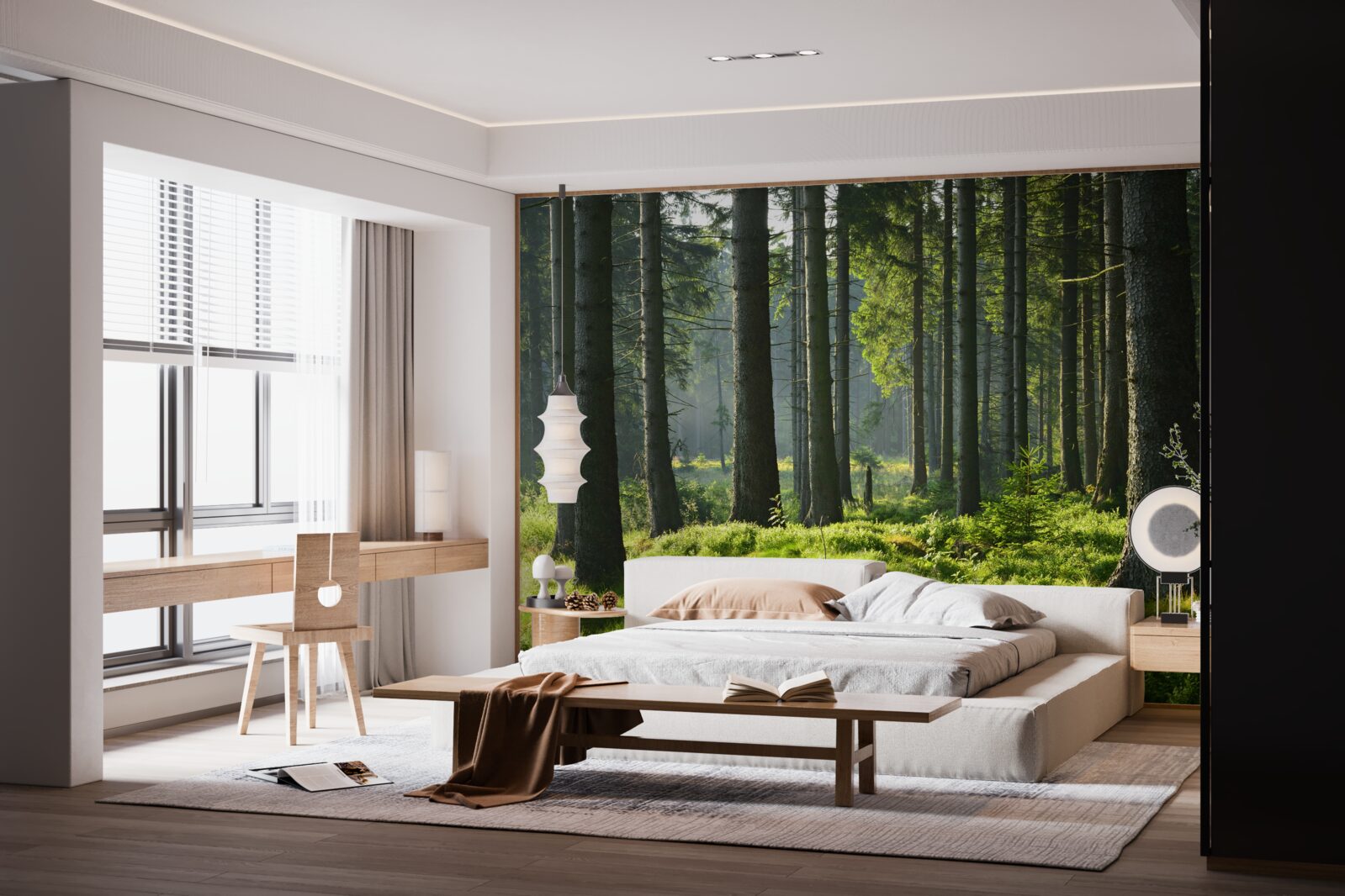 Fototapet copaci înalți și bătrâni și mușchi verde