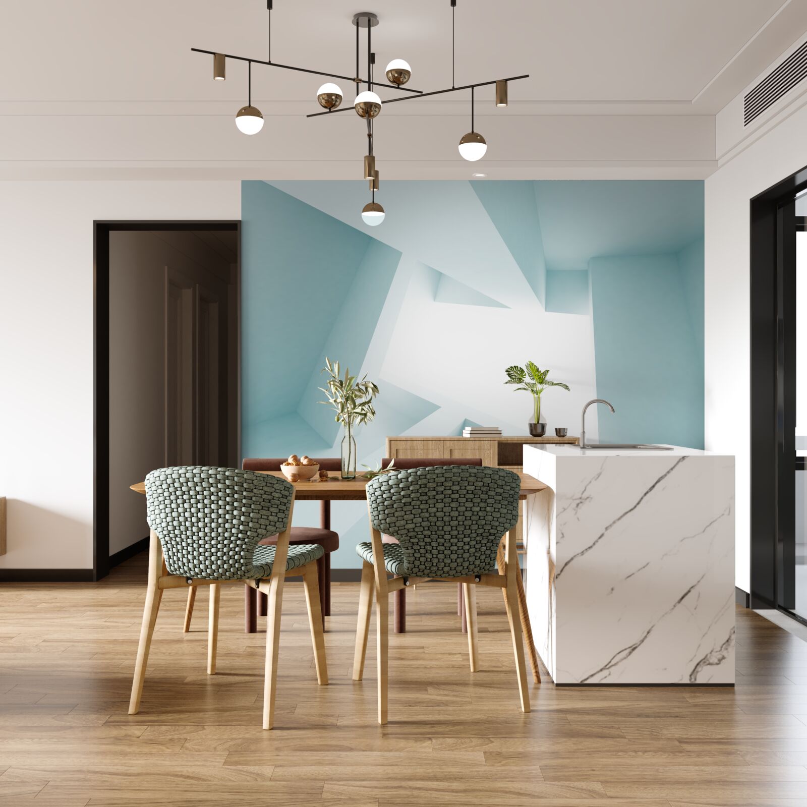 Fototapet forme geometrice în distanța abstractă