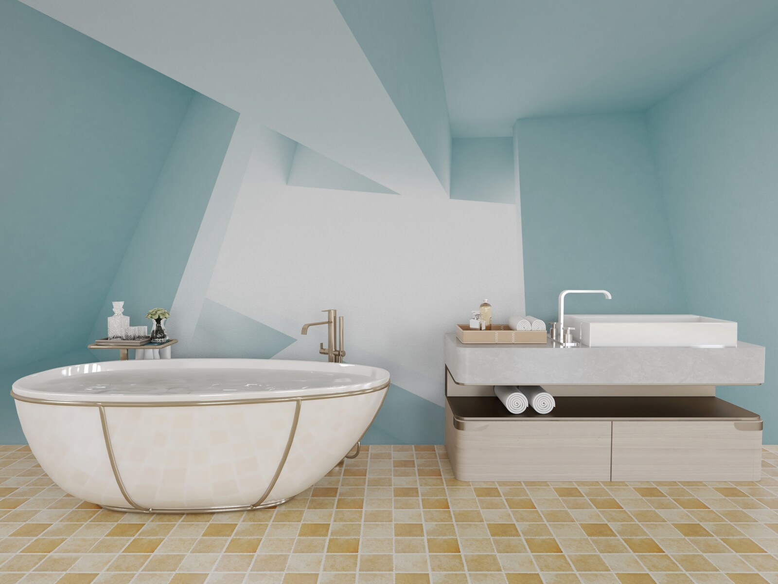 Fototapet forme geometrice în distanța abstractă