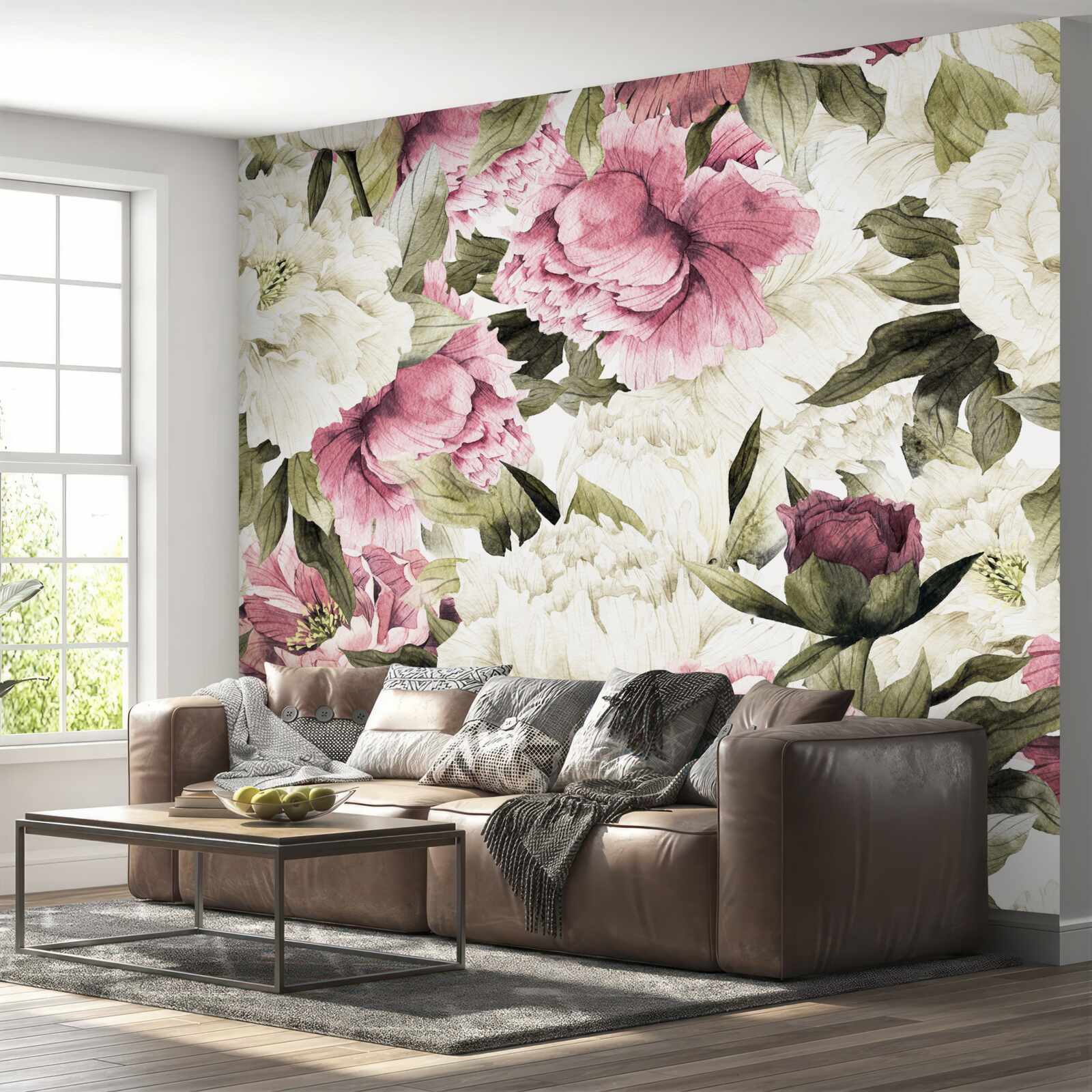 Fototapet flori albe și roz au înflorit pe ramurile copacului