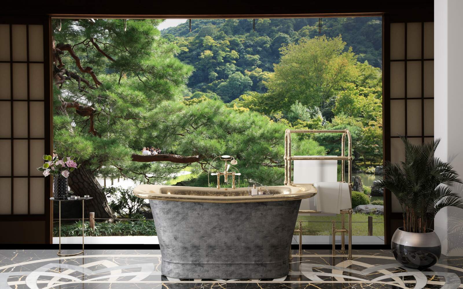 Fototapet Grădină în stil japonez cu terasă privată