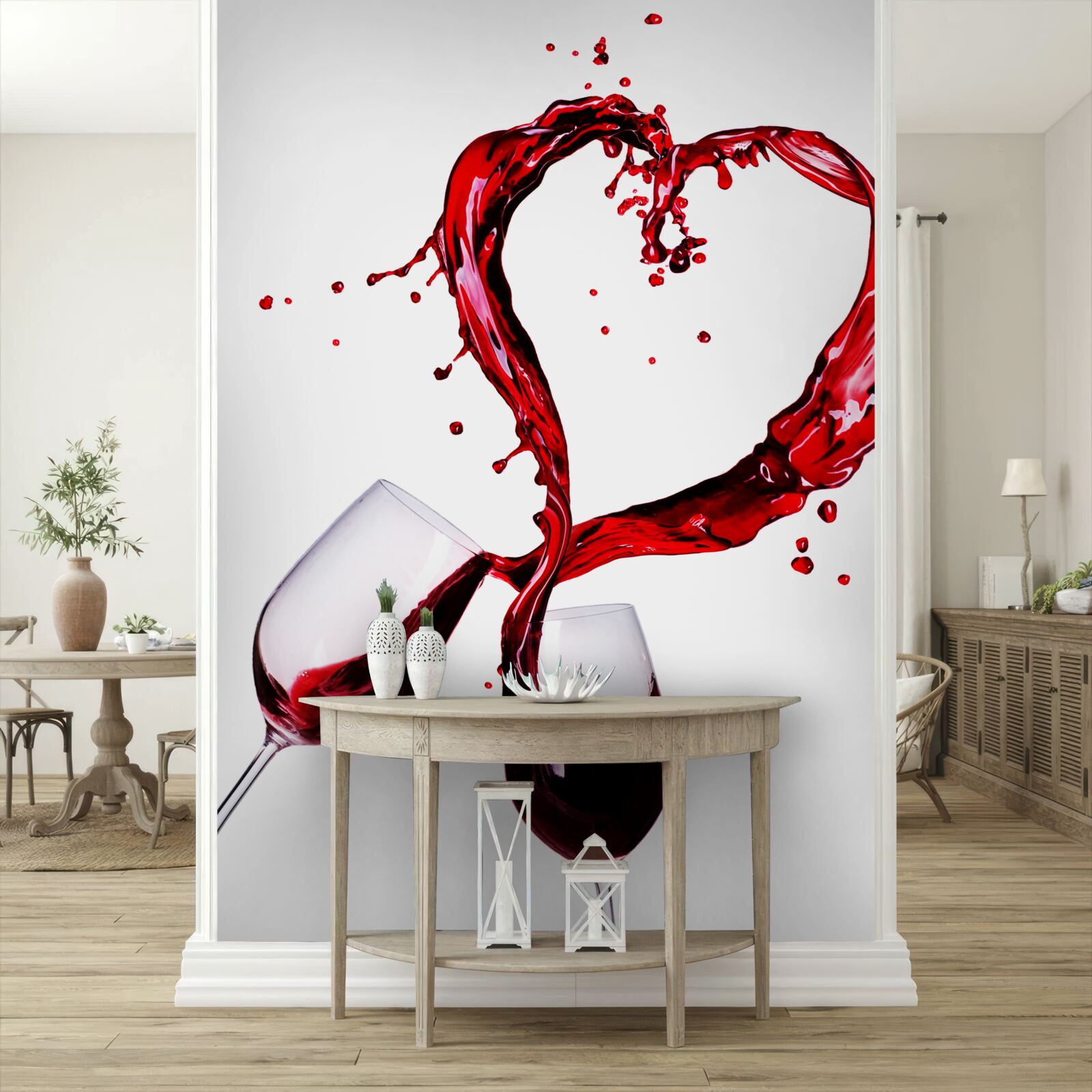 Fototapet ochelari cu vin și pictogramă inimă