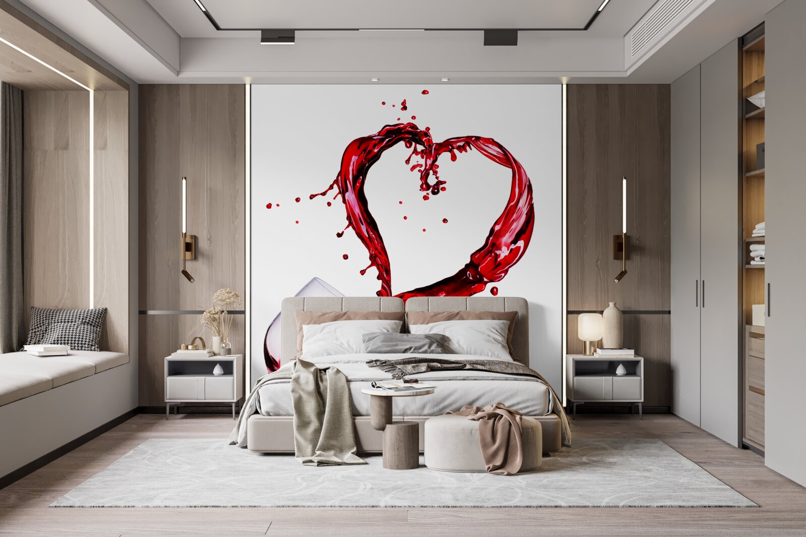 Fototapet ochelari cu vin și pictogramă inimă