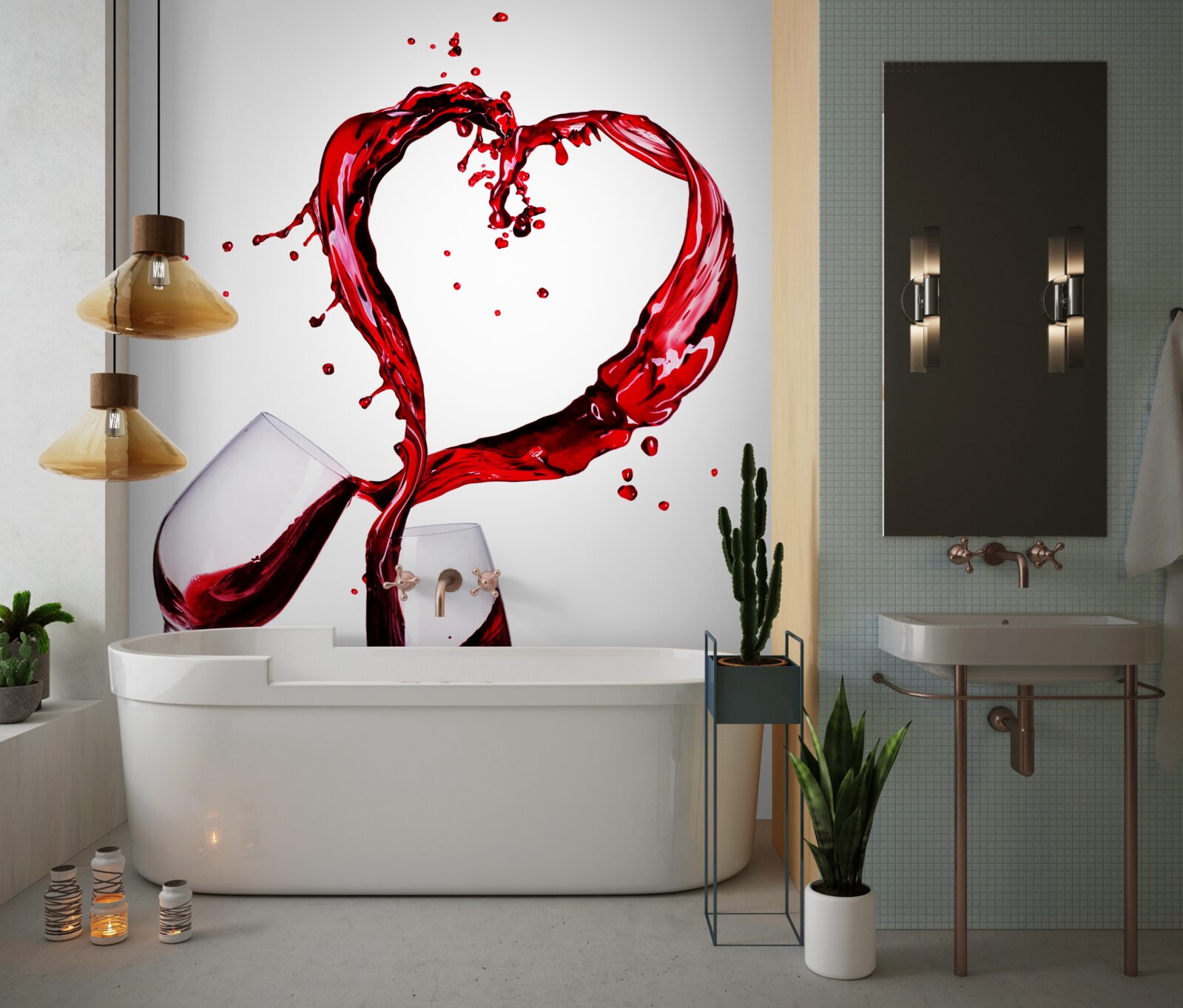 Fototapet ochelari cu vin și pictogramă inimă