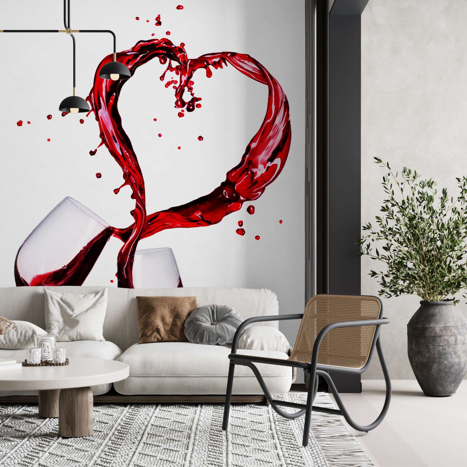 Fototapet ochelari cu vin și pictogramă inimă