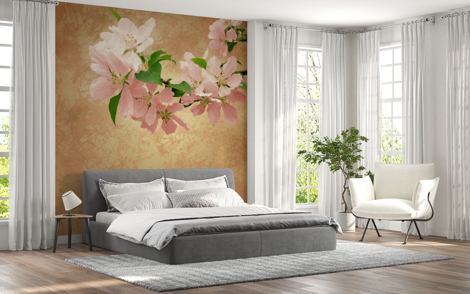 Fototapet flori sakura tinere și delicate