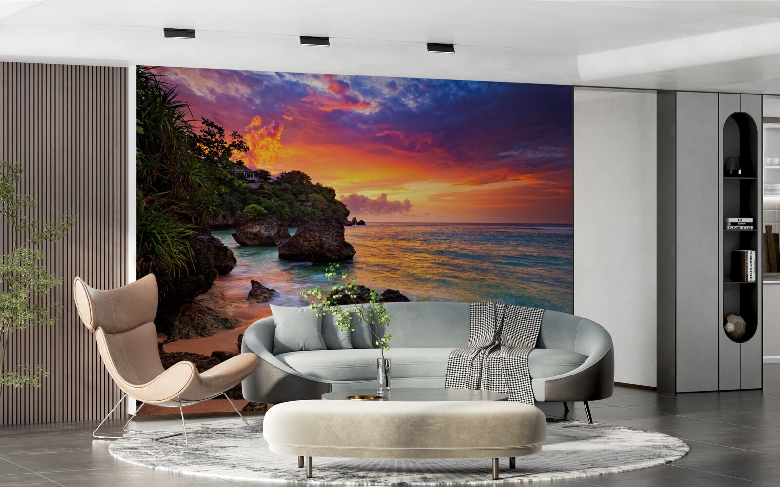 Fototapet Culorile colorate ale unui apus de soare pe o coastă tropicală