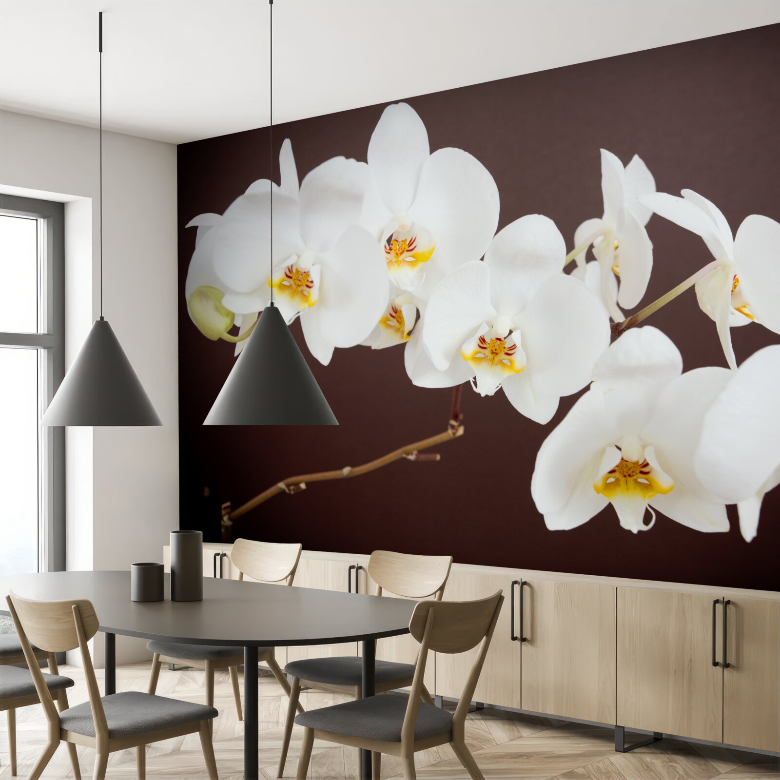 Fototapet flori albe de copac tânăr