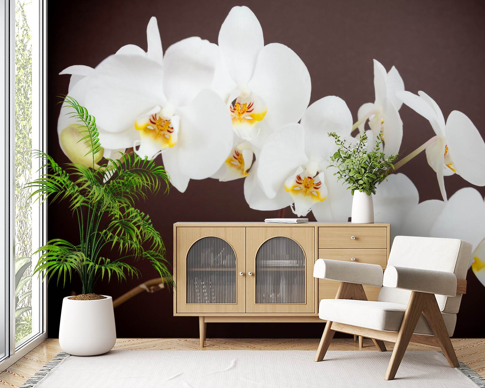 Fototapet flori albe de copac tânăr