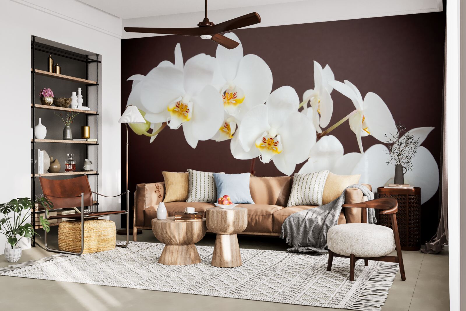 Fototapet flori albe de copac tânăr