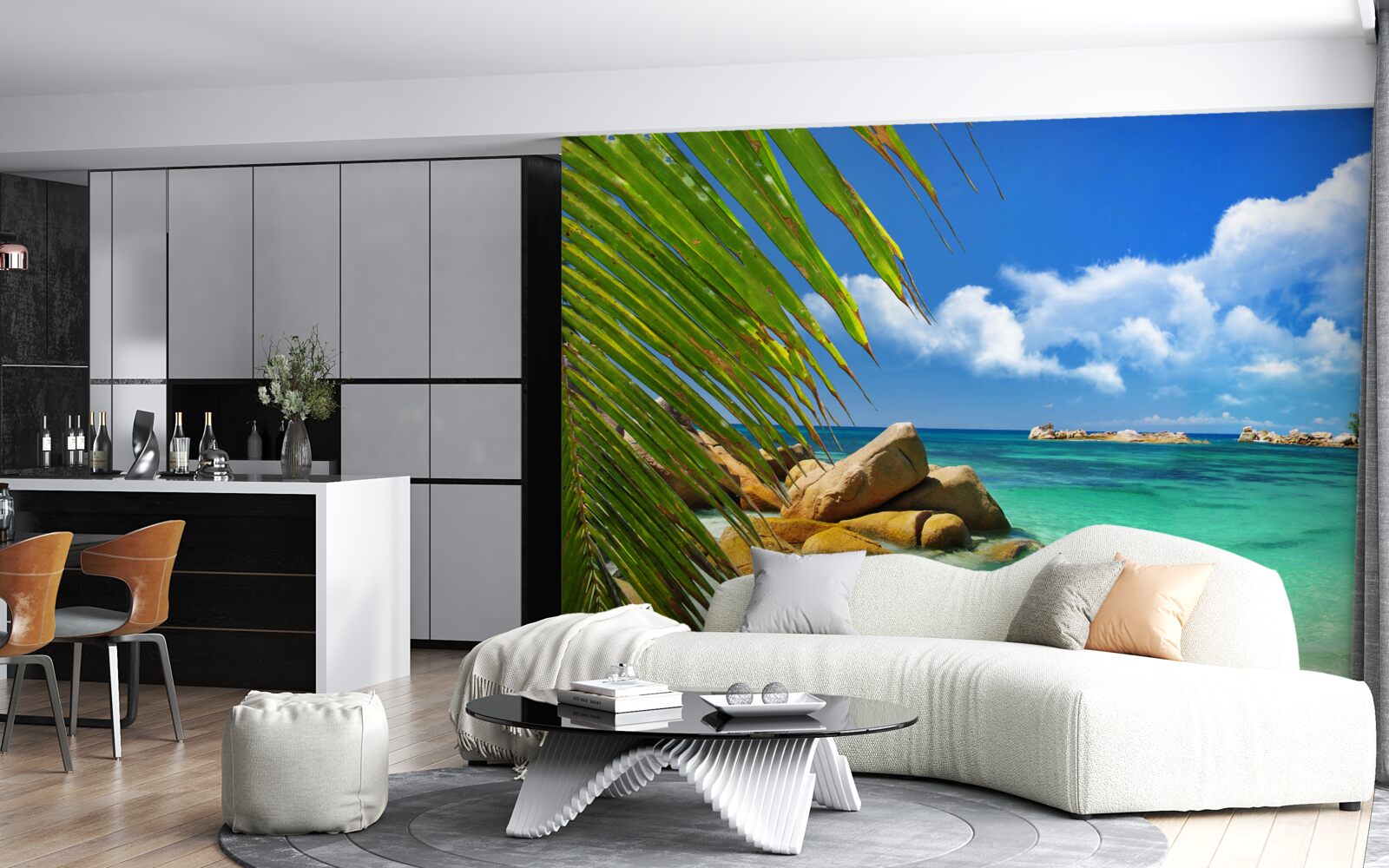 Fototapet plajă tropicală lângă o mare turcoaz