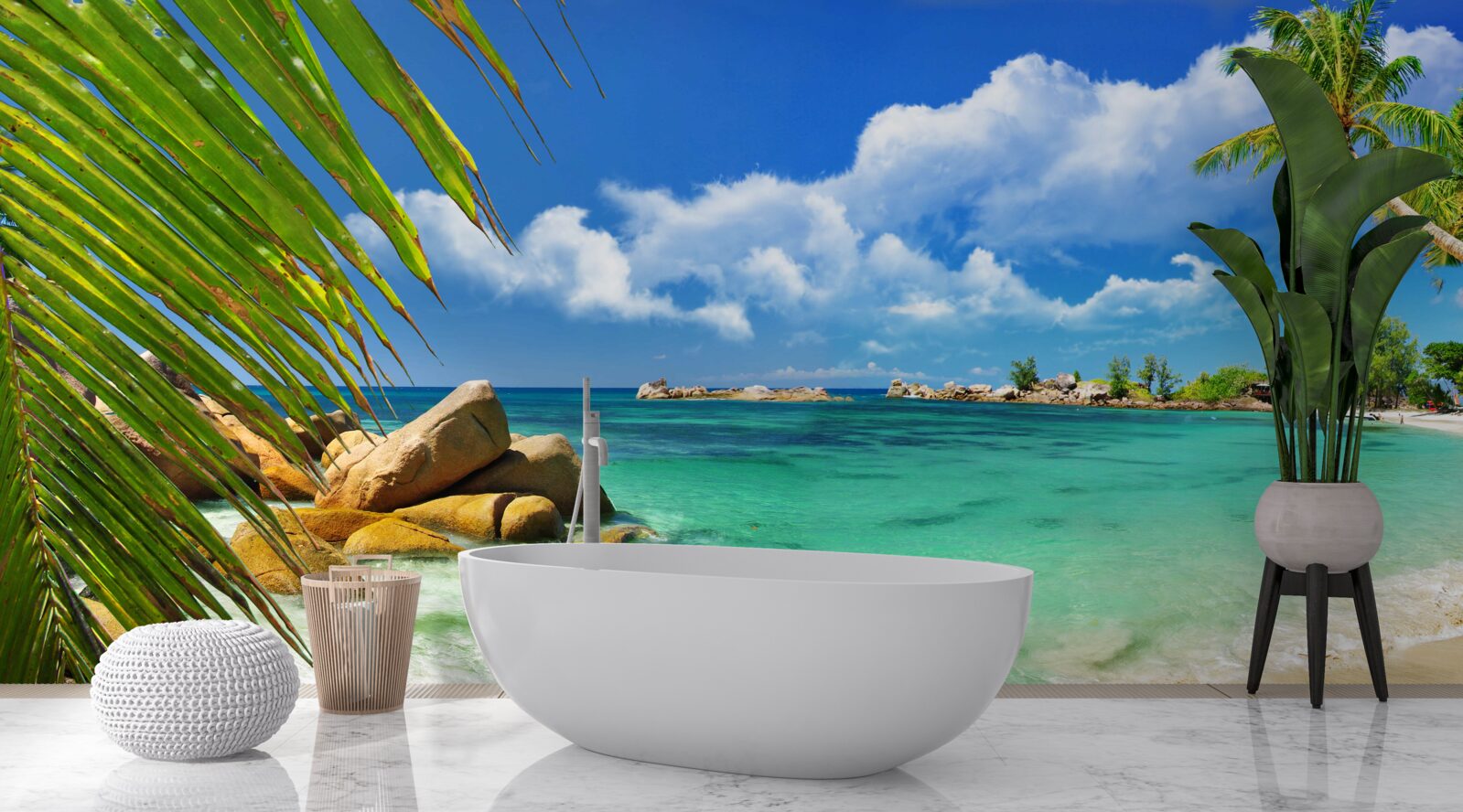 Fototapet plajă tropicală lângă o mare turcoaz