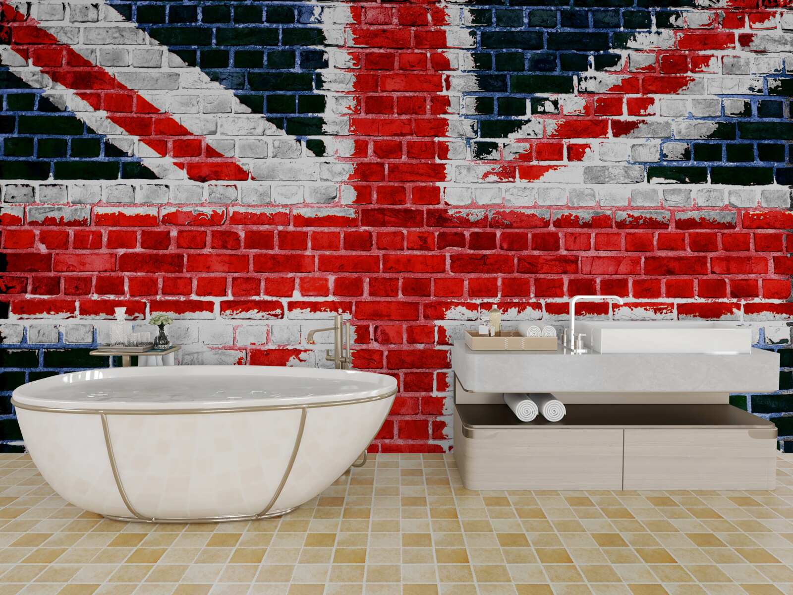 Fototapet steagul Angliei pe un zid de cărămidă