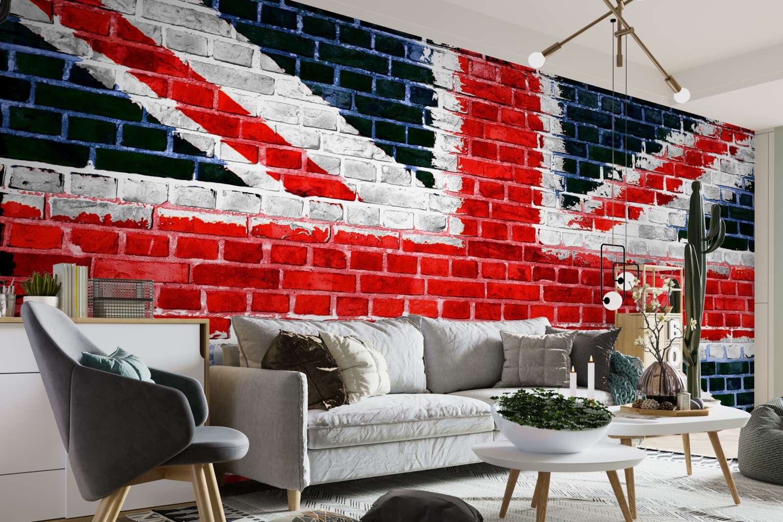 Fototapet steagul Angliei pe un zid de cărămidă