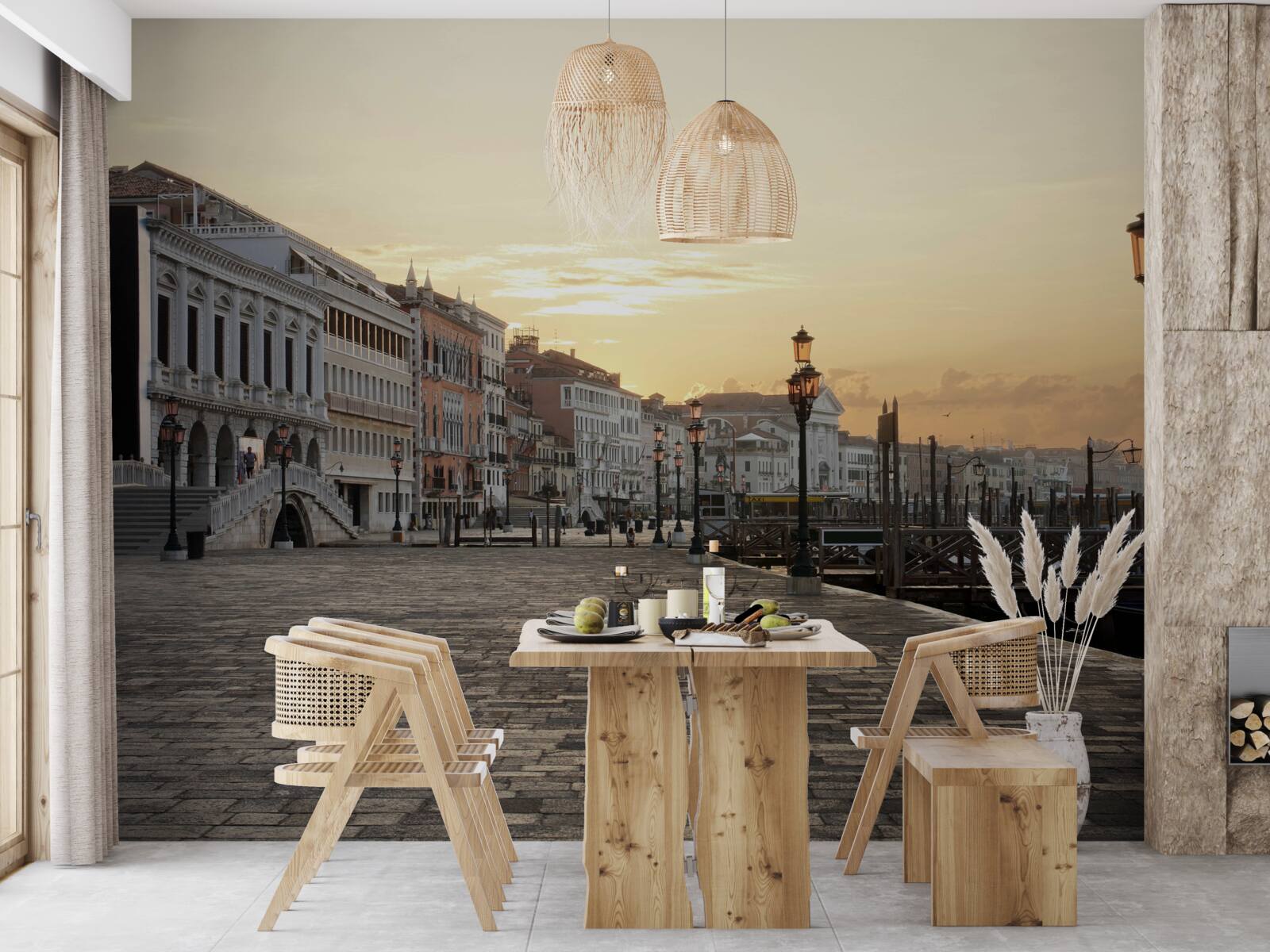 Fototapet terasament abandonat în așteptarea apusului de soare