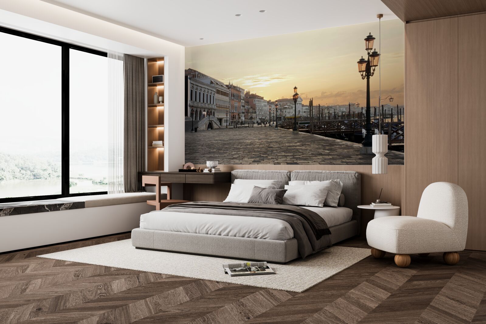 Fototapet terasament abandonat în așteptarea apusului de soare