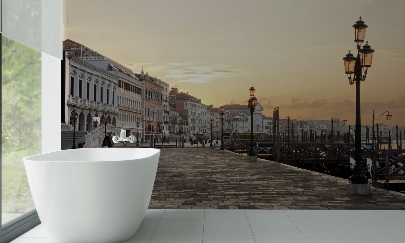 Fototapet terasament abandonat în așteptarea apusului de soare