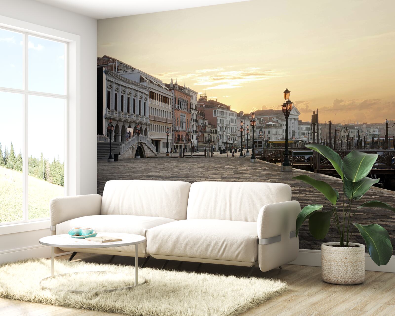 Fototapet terasament abandonat în așteptarea apusului de soare