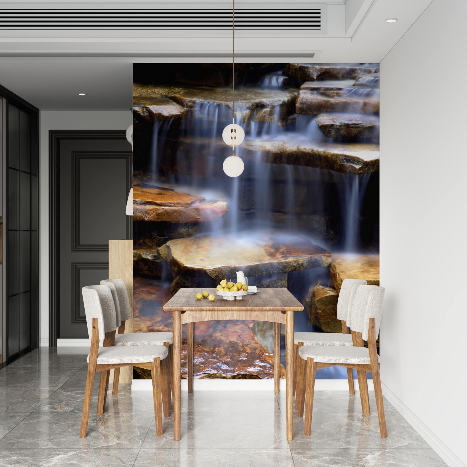 Fototapet lanț de cascade cu rafturi de piatră