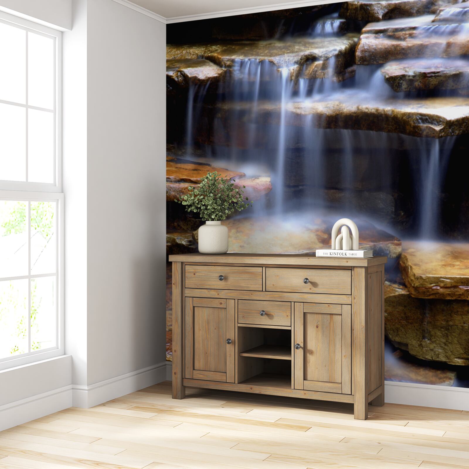 Fototapet lanț de cascade cu rafturi de piatră