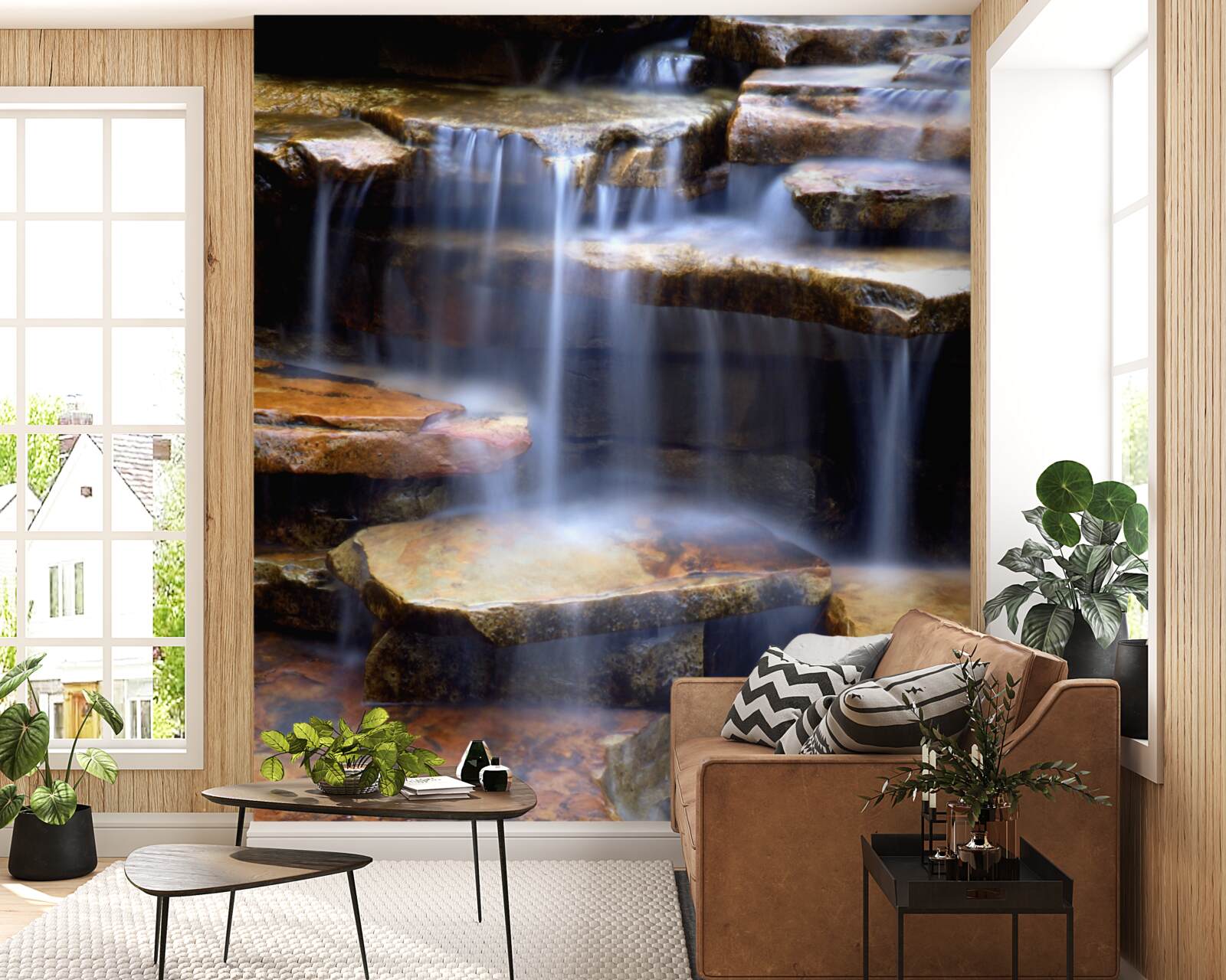 Fototapet lanț de cascade cu rafturi de piatră