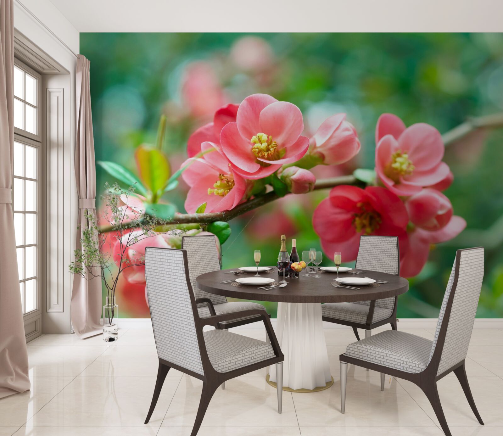 Fototapet flori roșii de pomi fructiferi