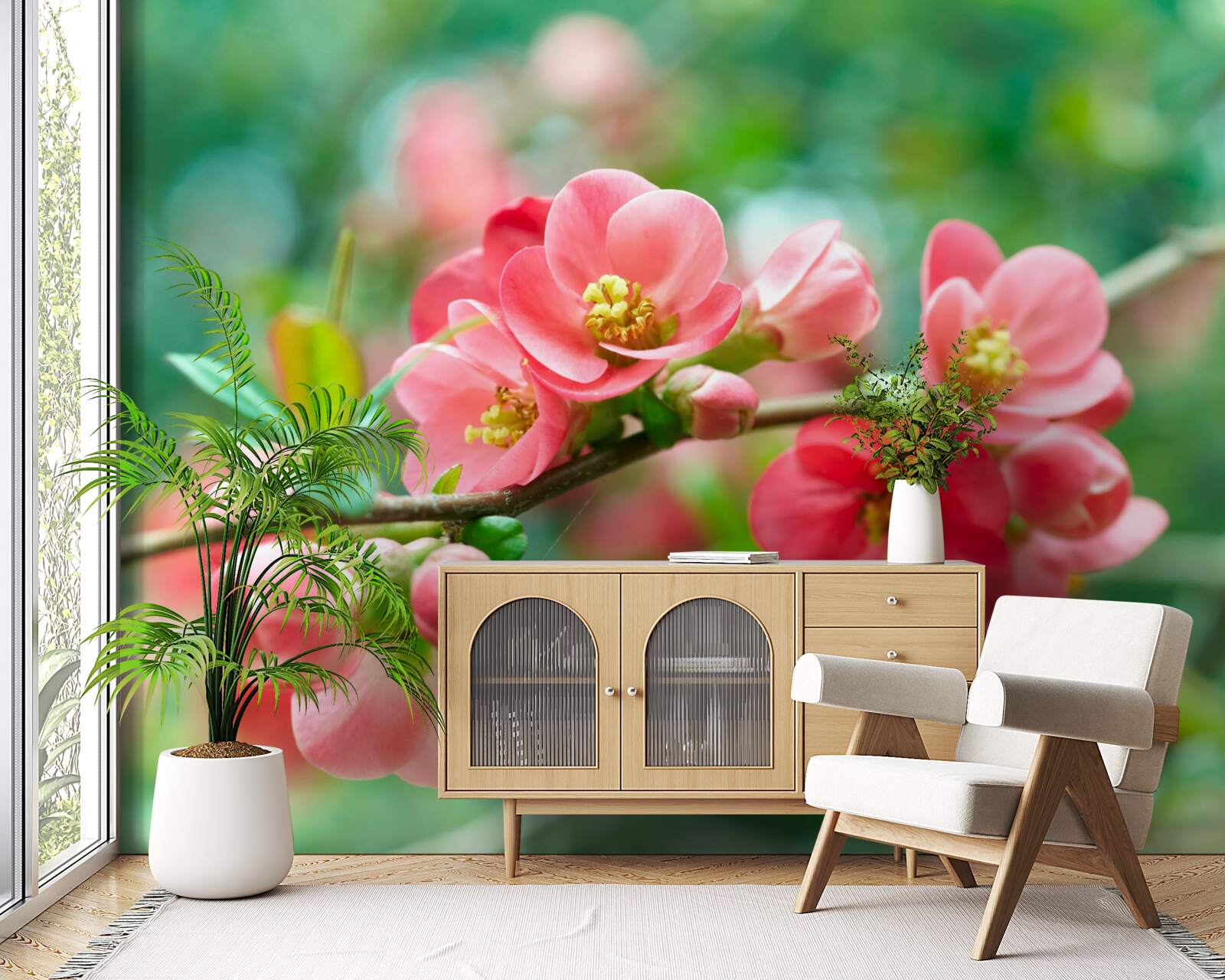 Fototapet flori roșii de pomi fructiferi