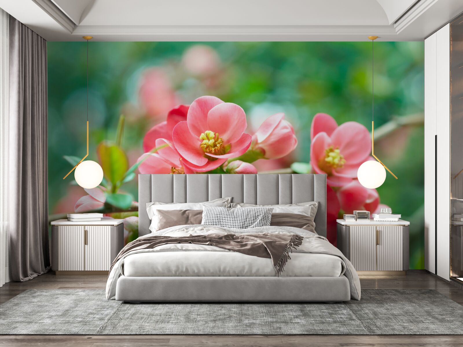 Fototapet flori roșii de pomi fructiferi