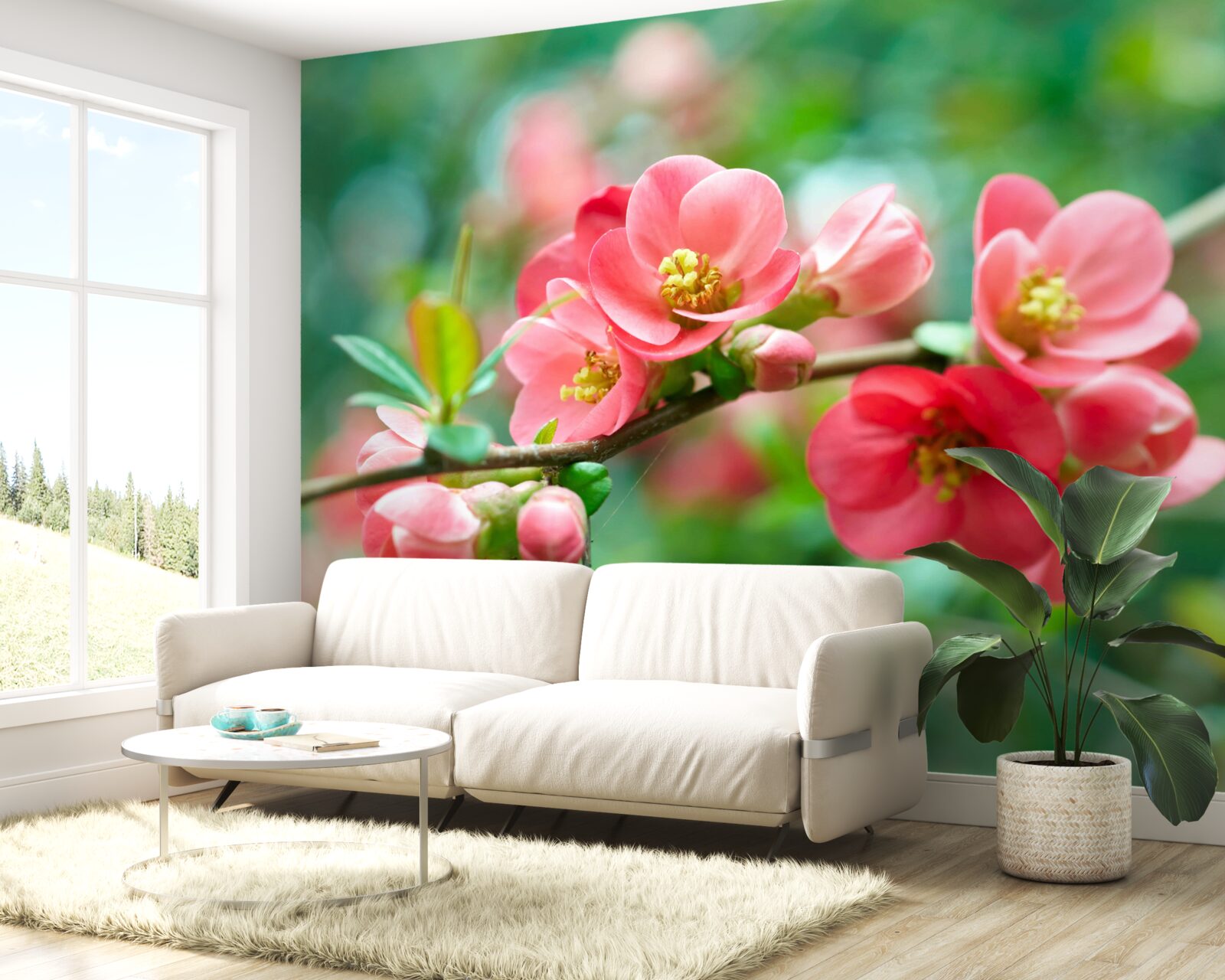 Fototapet flori roșii de pomi fructiferi