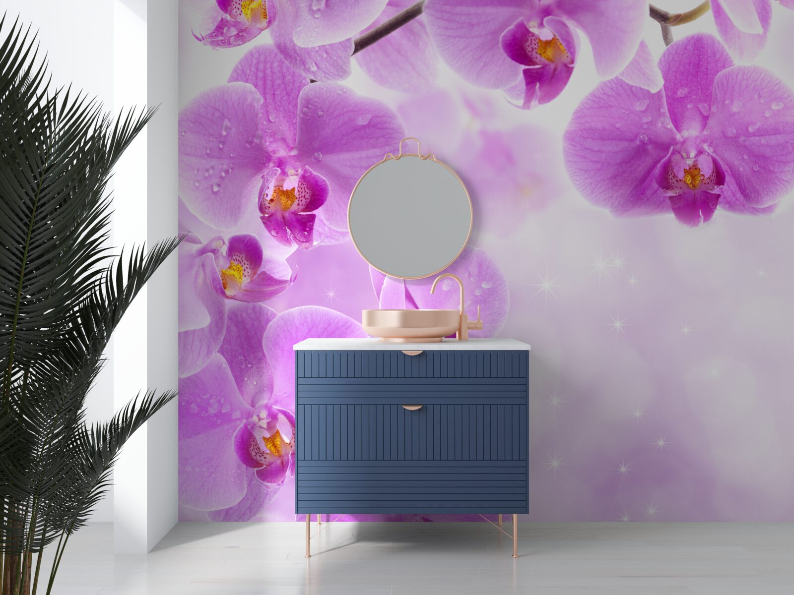 Fototapet orhidee mari purpurii au înflorit pe ramură