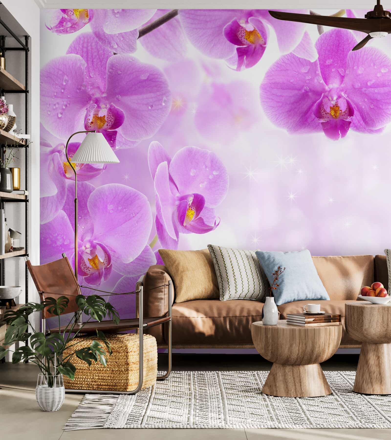 Fototapet orhidee mari purpurii au înflorit pe ramură