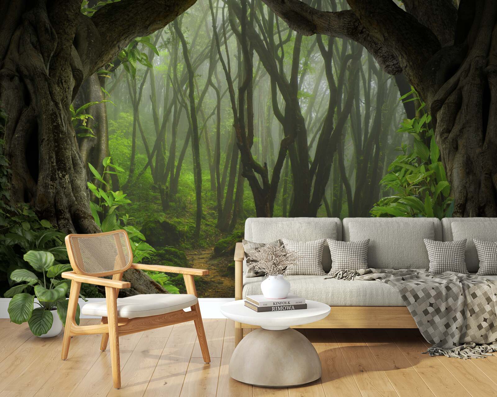 Fototapet palisadă luxuriantă de copaci de smarald