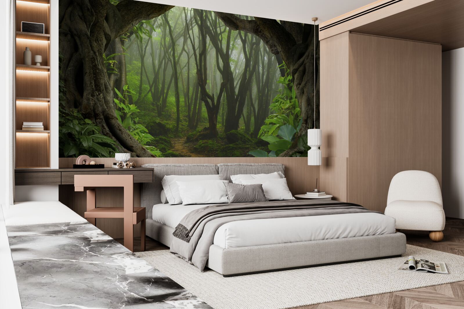 Fototapet palisadă luxuriantă de copaci de smarald