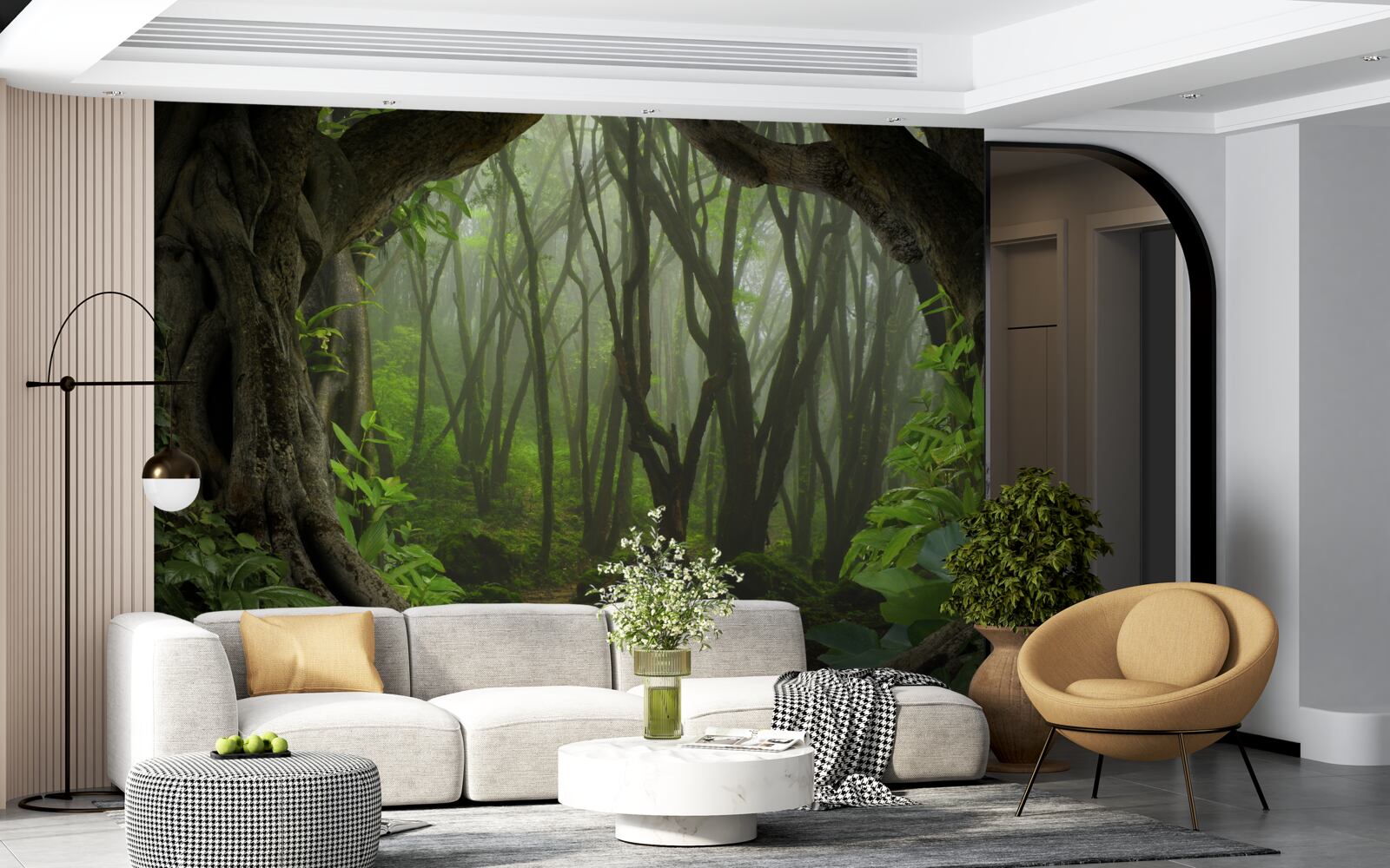 Fototapet palisadă luxuriantă de copaci de smarald