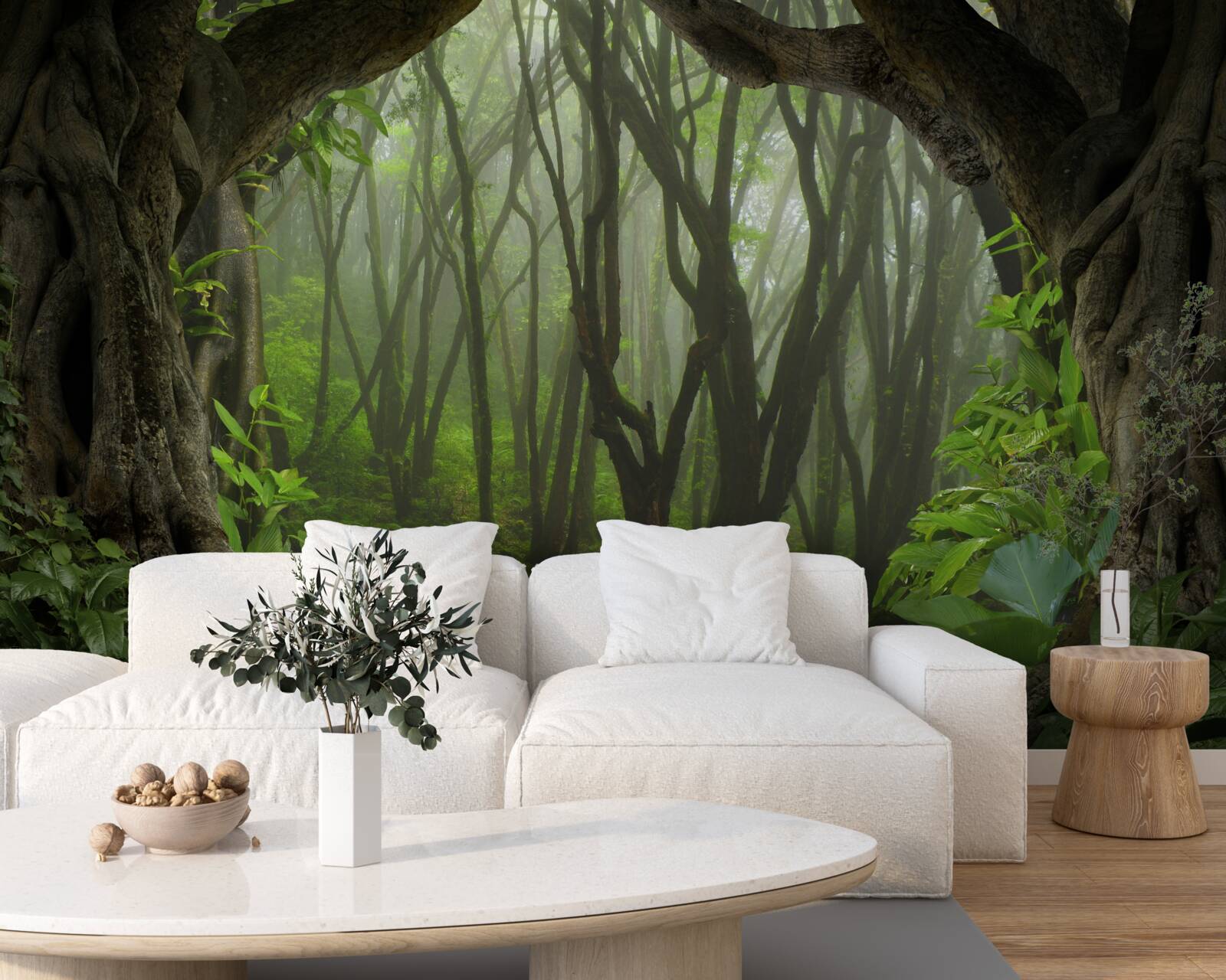 Fototapet palisadă luxuriantă de copaci de smarald