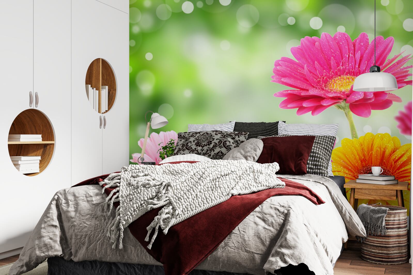 Fototapet gerbera strălucește sub picăturile de ploaie