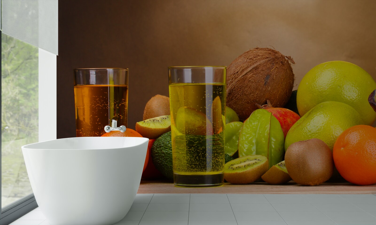 Fototapet băuturi răcoritoare pe bază de fructe exotice