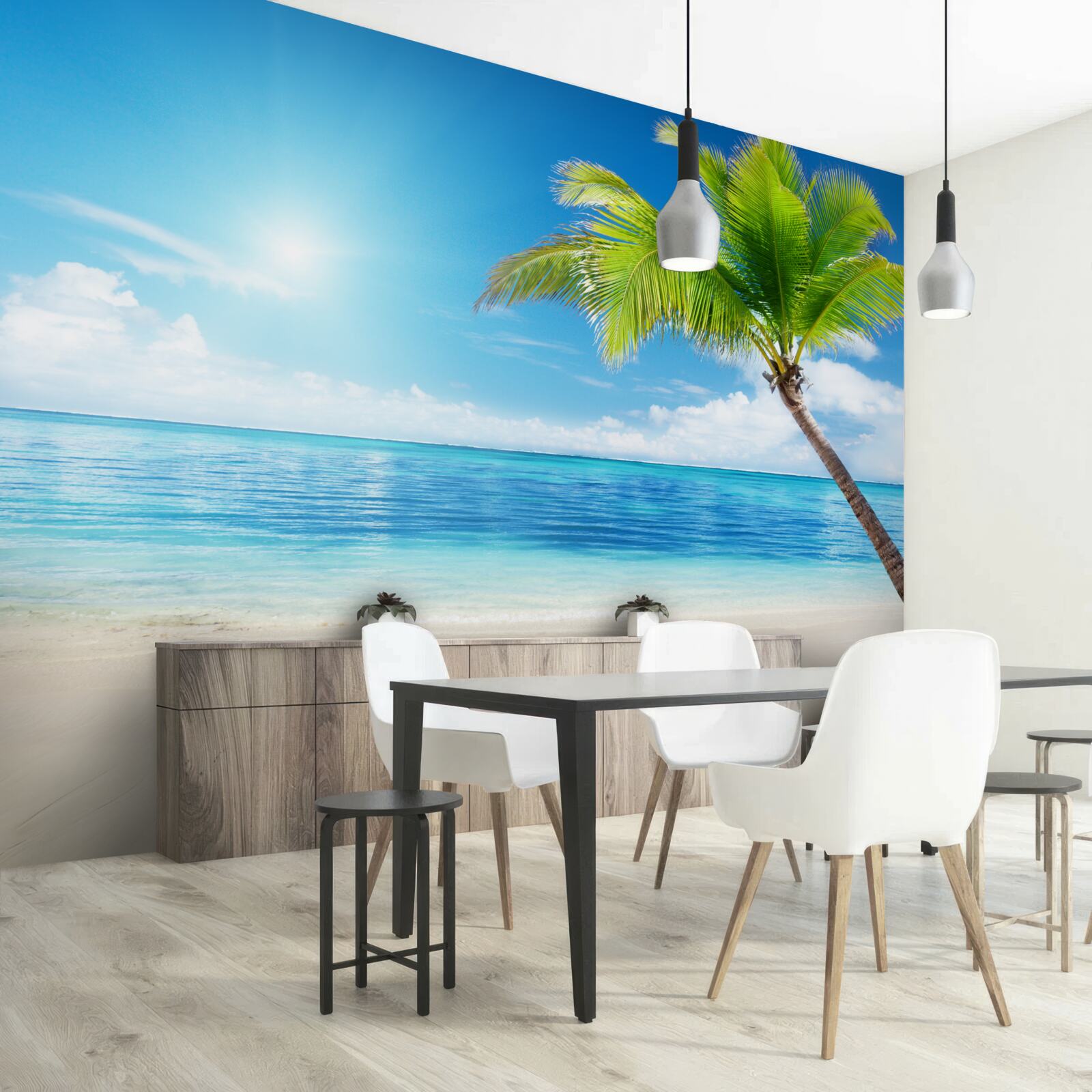 Fototapet zi însorită strălucitoare pe țărm la tropice