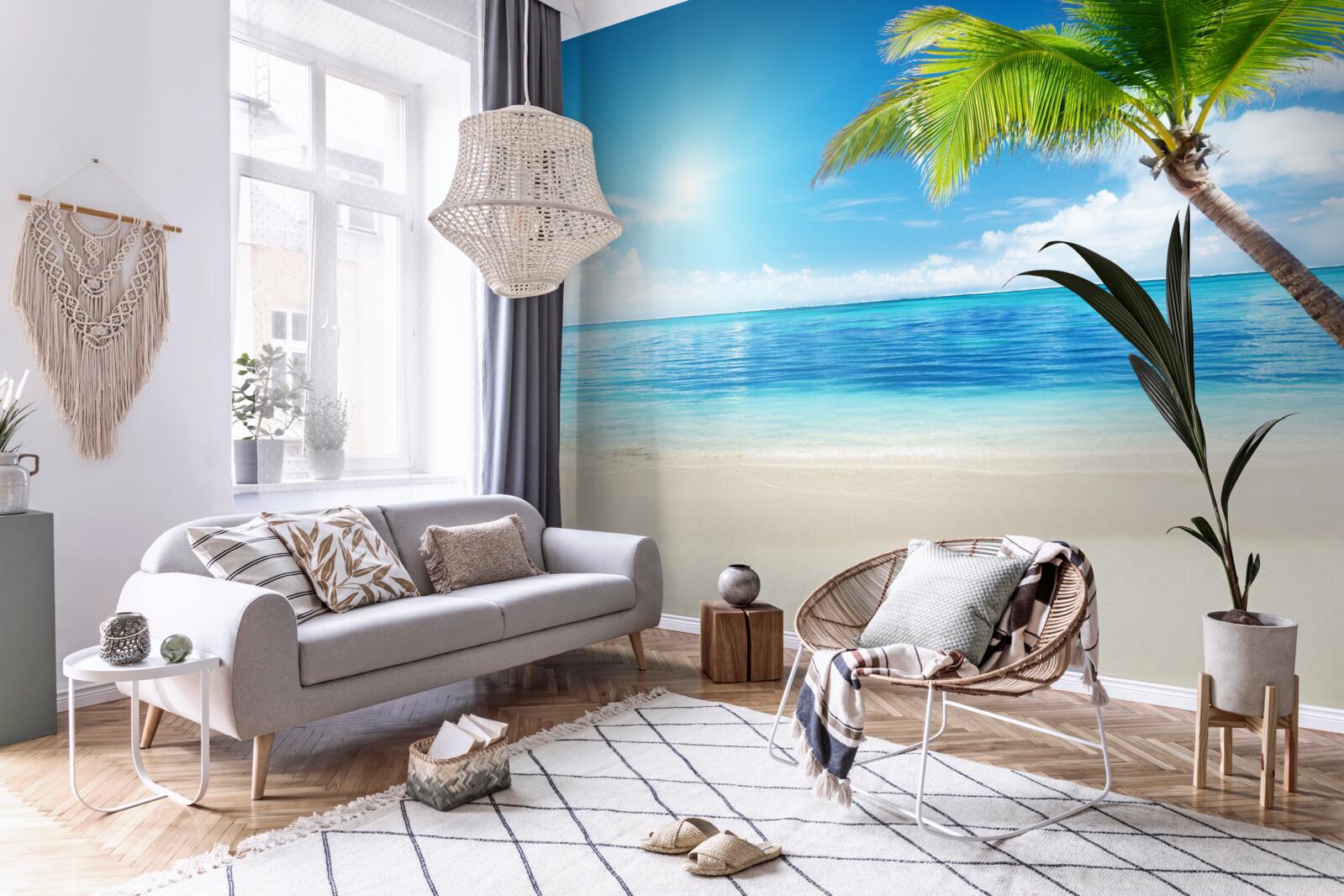 Fototapet zi însorită strălucitoare pe țărm la tropice