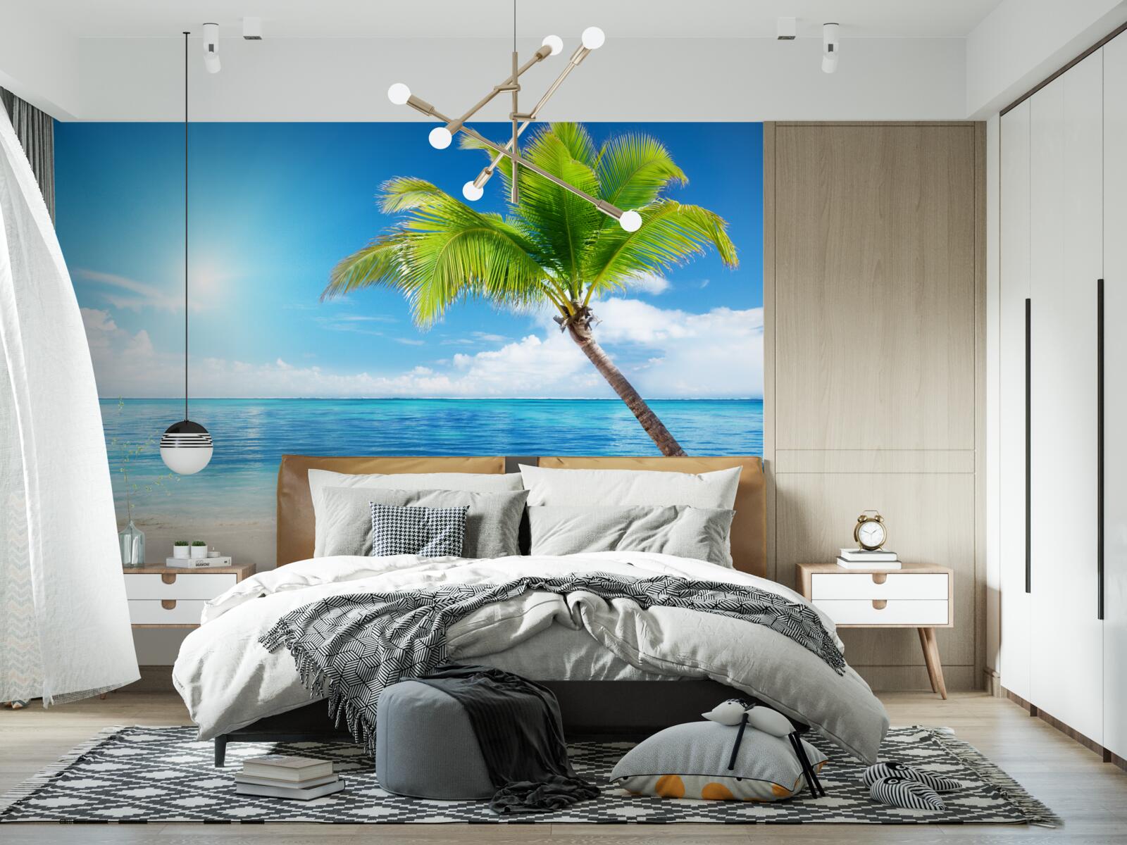 Fototapet zi însorită strălucitoare pe țărm la tropice