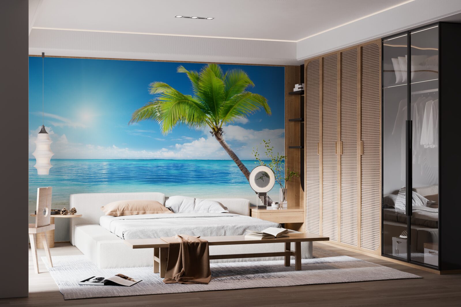 Fototapet zi însorită strălucitoare pe țărm la tropice