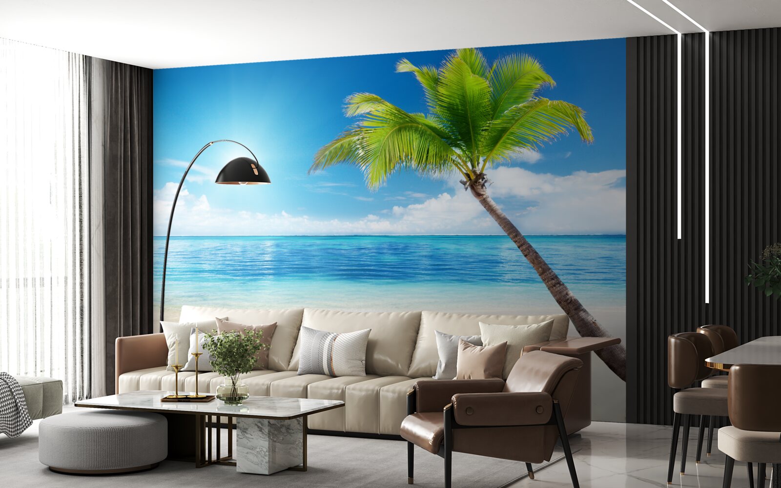 Fototapet zi însorită strălucitoare pe țărm la tropice