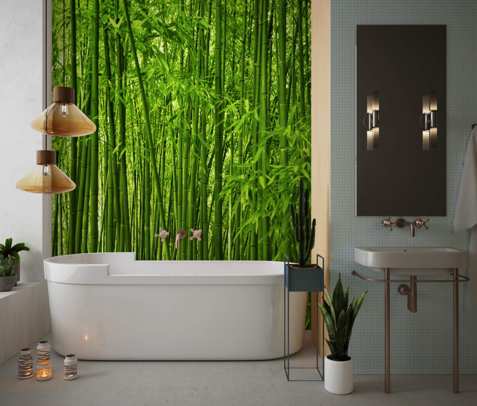 Fototapet formarea densă de tufișuri subțiri de bambus