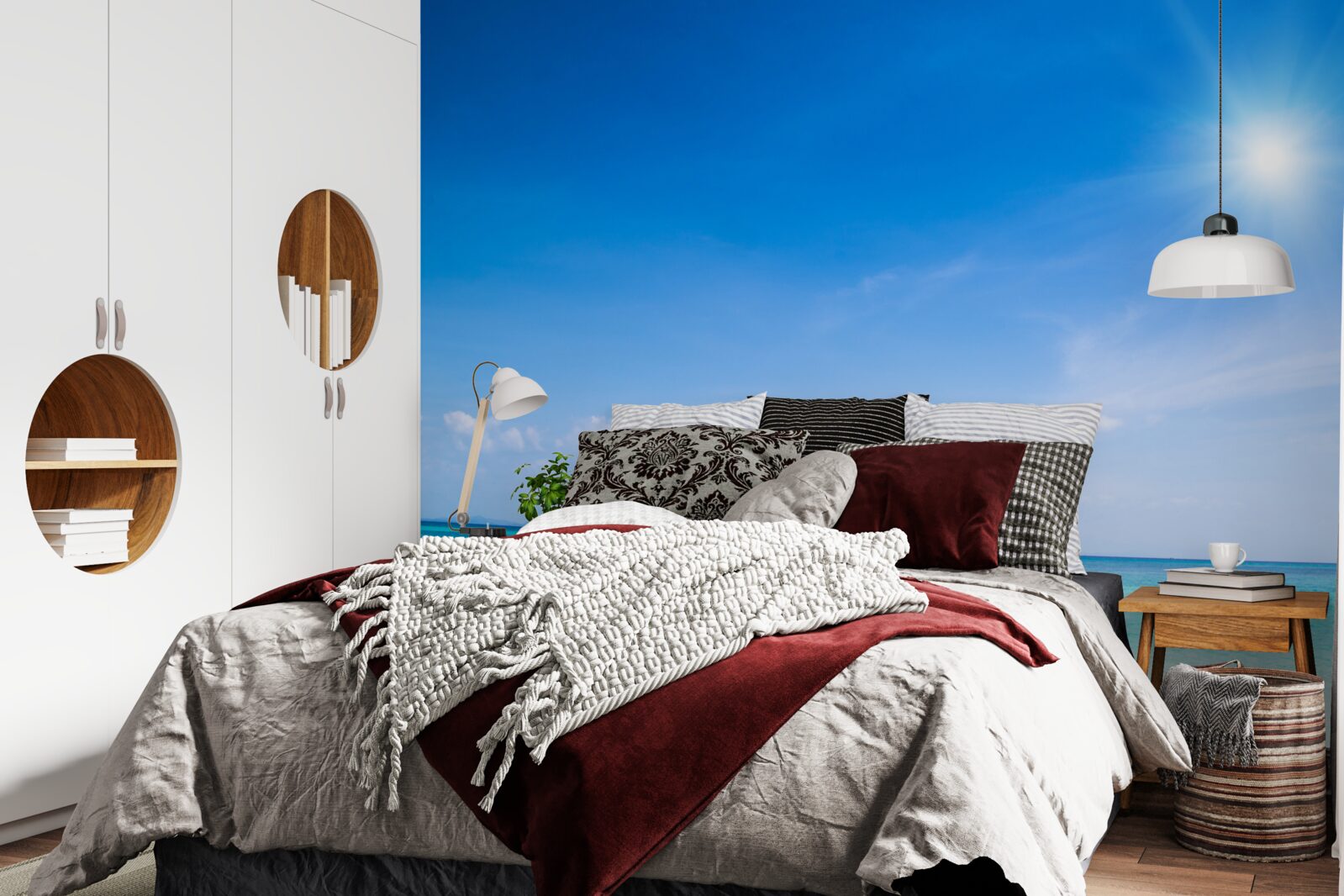 Fototapet în lumina zilei, iahturile sunt vizibile pe dispozitiv