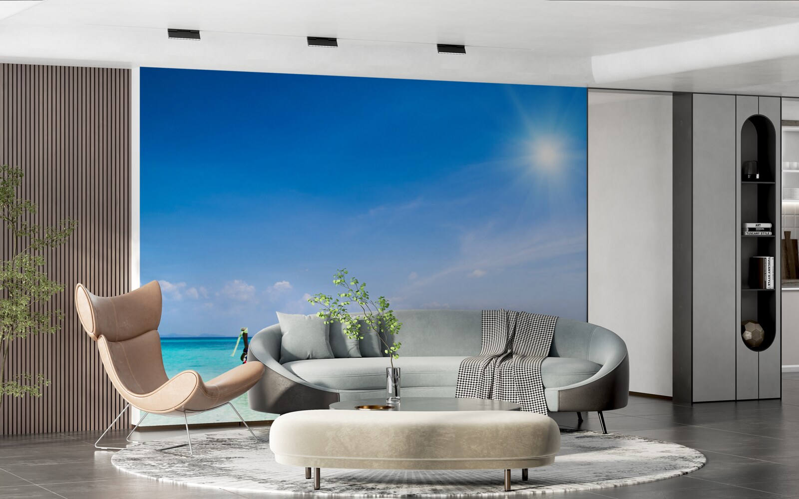 Fototapet în lumina zilei, iahturile sunt vizibile pe dispozitiv