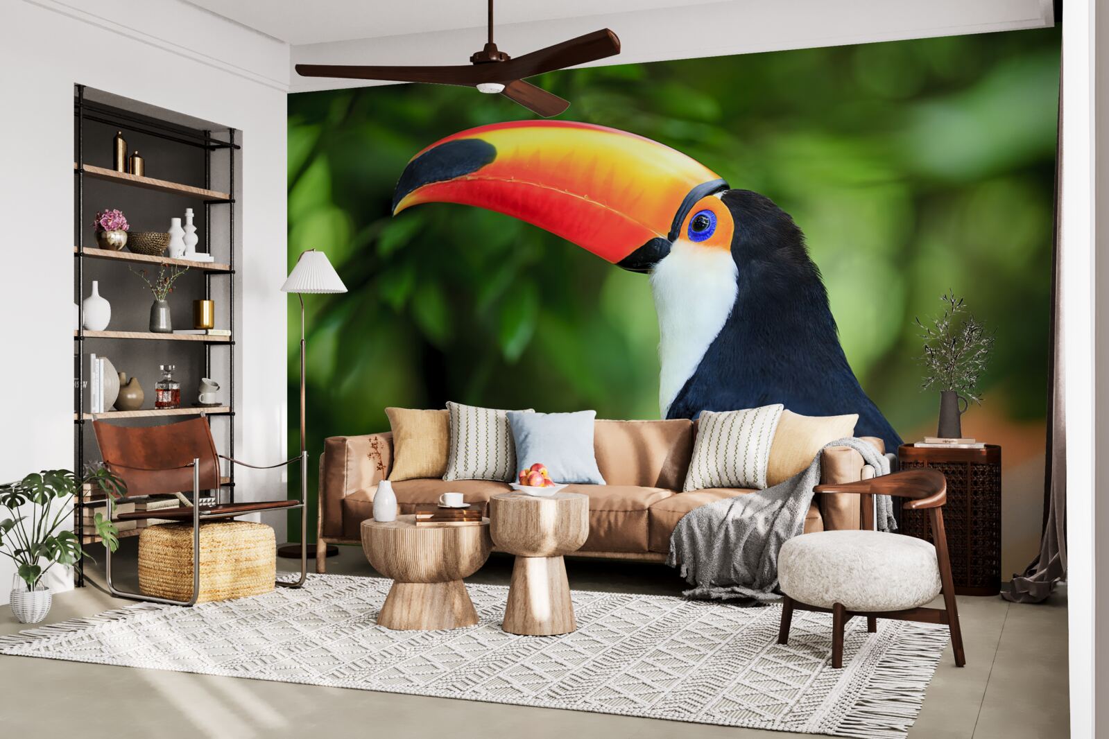 Fototapet un pelican adult și grațios printre verdeață