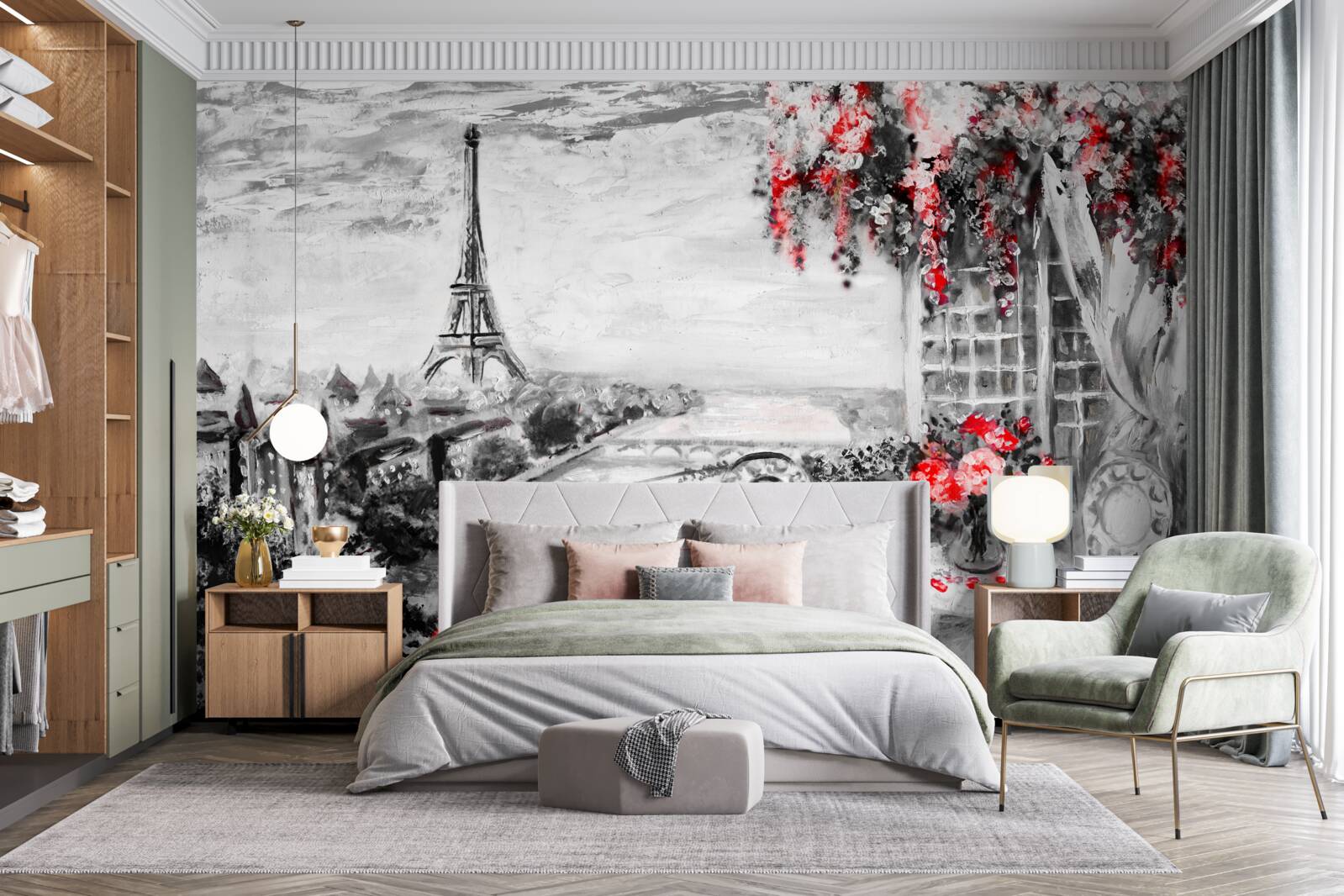 Fototapet cafenea verandă confortabilă cu vedere la turnul eiffel